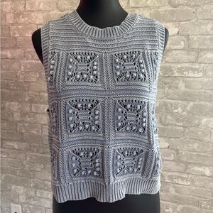 Blue Gray Sleeveless Knit Top